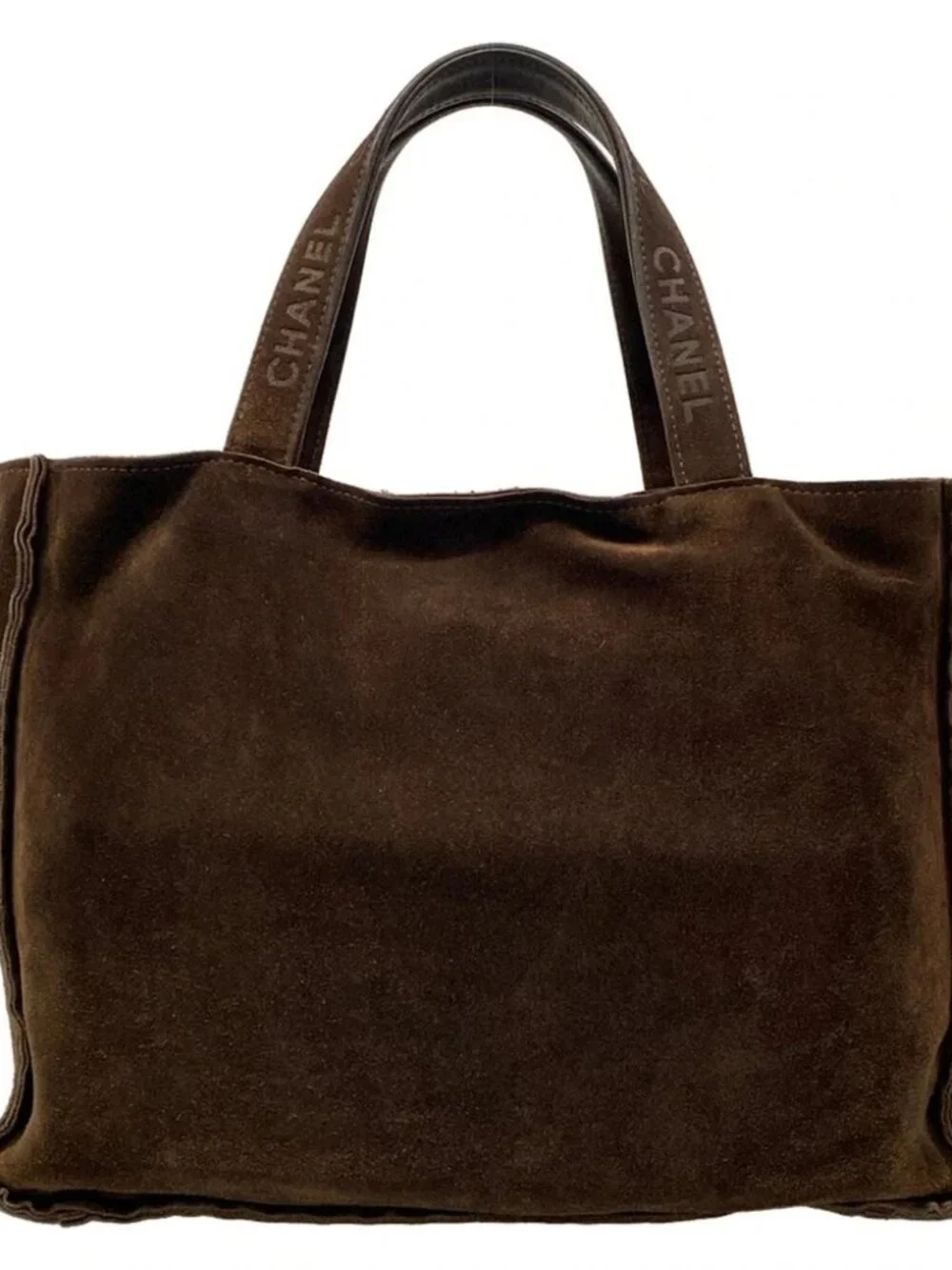CHANEL Brown Suede Tote Bag